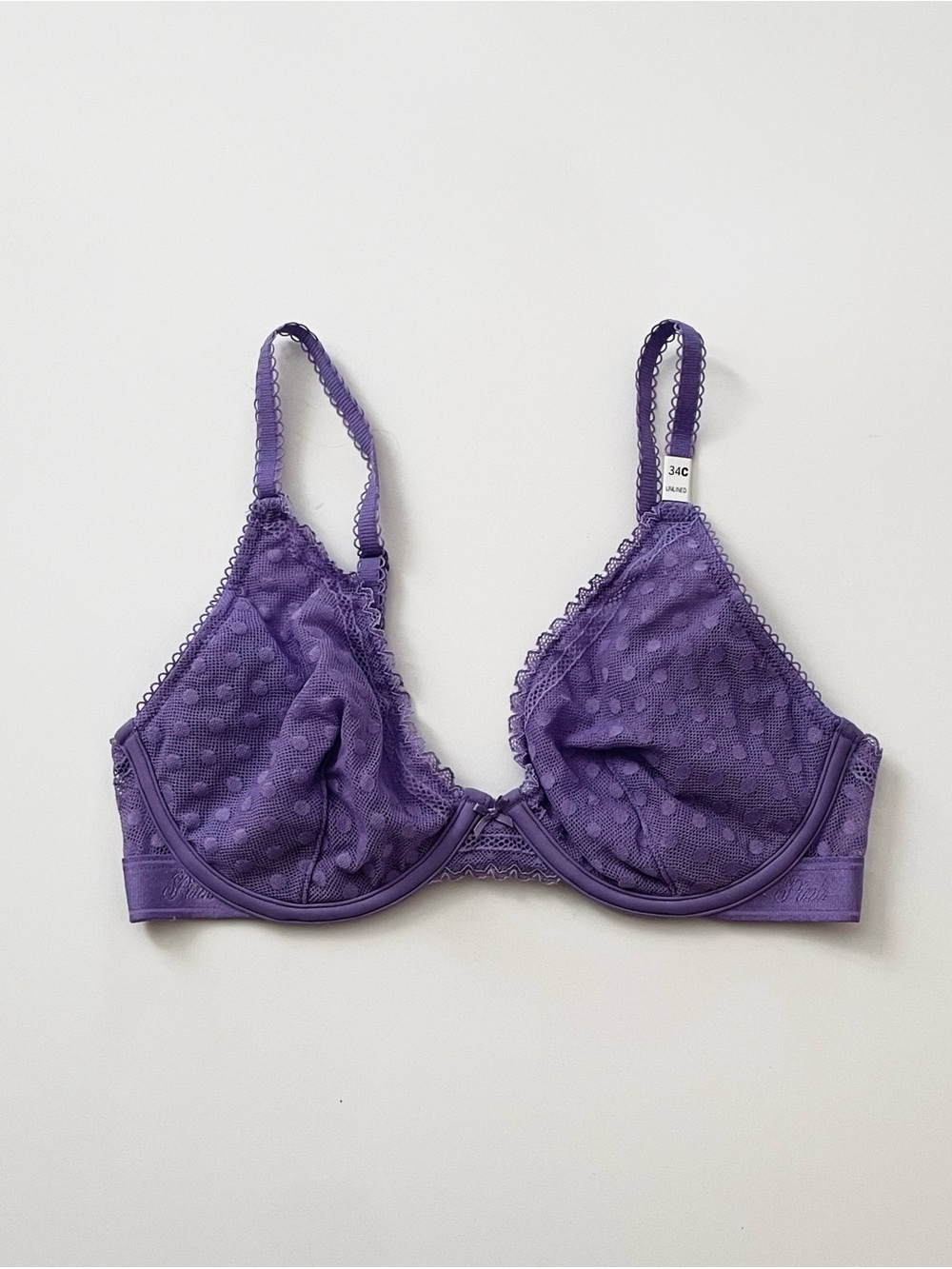 PINK Victoria's Secret Wink Unlined Plunge Bra in Wysteria Purple Size 34C - Picture 3 of 6
